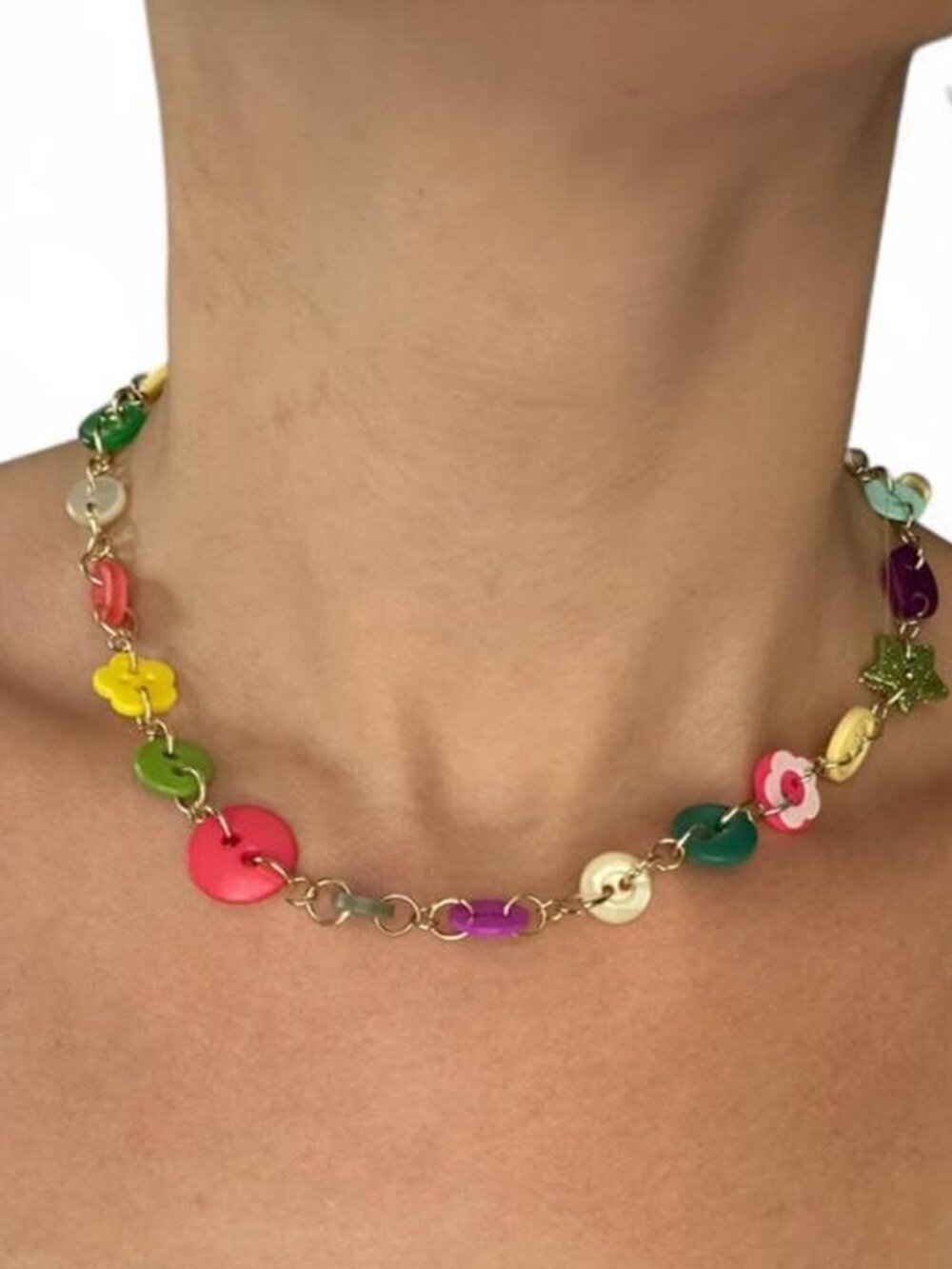 Colorful Vintage Button Necklace